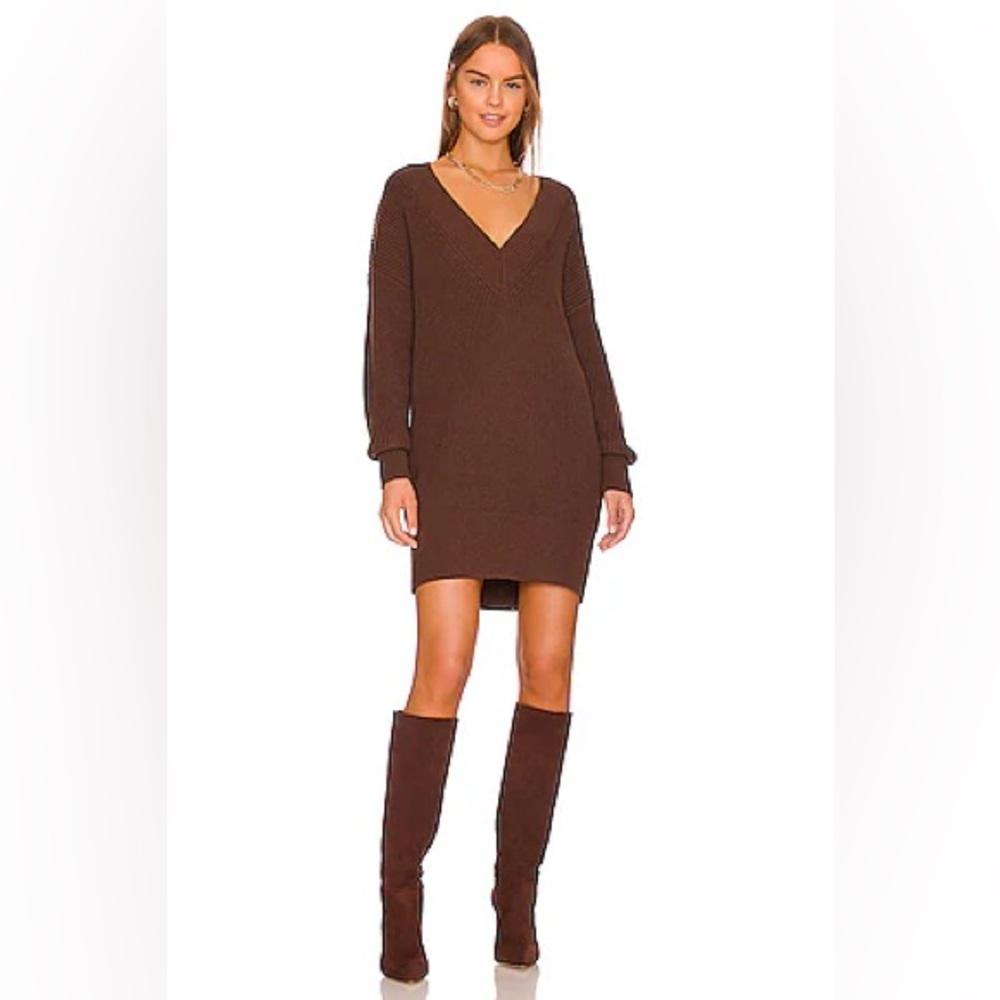 525 America Varsity Long Sleeve Sweater Dress in Mink